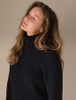 Women's Merino Ribbed Turtleneck Sweater - Black