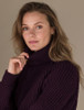 Women's Merino Ribbed Turtleneck Sweater - Damson