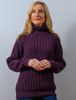 Women's Merino Ribbed Turtleneck Sweater - Damson