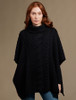 Super Soft Cowl Neck Poncho - Black