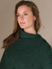 Herringbone Merino Poncho with Button Detail - Connemara/Army Green