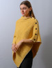 Herringbone Merino Poncho with Button Detail - Sunflower Yellow/White