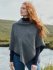 Herringbone Merino Poncho with Button Detail‎‎‎‎