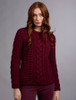 Rope Cable Crew Aran Sweater - Claret