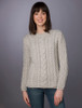 Rope Cable Crew Aran Sweater - Silver Marl