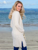 Drape Front Aran Shawl Cardigan - Natural White