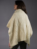 Merino Wool Patchwork Poncho with Collar - Natural White