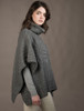 Merino Wool Patchwork Poncho with Collar - Grey