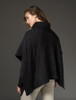 Merino Wool Patchwork Poncho with Collar - Black