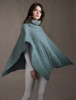 Merino Wool Patchwork Poncho with Collar - Misty Marl