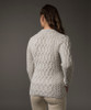 Lattice Cable V Neck Sweater - Silver