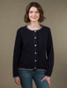 Wool Cashmere Button Down Cardigan - Navy