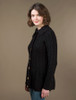 Super Soft Luxury Button-Up Flared Aran Cardigan - Black