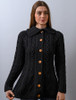 Super Soft Luxury Button-Up Flared Aran Cardigan - Black