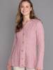 Super Soft Luxury Button-Up Flared Aran Cardigan - Winter Rose