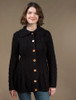 Super Soft Luxury Button-Up Flared Aran Cardigan - Black