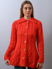 Super Soft Luxury Button-Up Flared Aran Cardigan - Coral