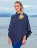 Hawthorn Pattern Aran Poncho - Navy Marl