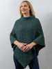 Hawthorn Pattern Aran Poncho - Evergreen