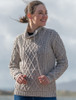 Ladies Drawstring Super Soft Sweater With Pouch Pocket - Toasted Oat 
