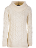 Luxury Chunky Cable Cowl Neck Aran Sweater - Classic Aran