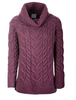 Luxury Chunky Cable Cowl Neck Aran Sweater - Jam