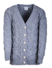 Super Soft V- Neck Chunky Cable Knit Cardigan - Ocean Grey