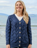 Super Soft V- Neck Chunky Cable Knit Cardigan - Ink