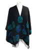 Fringed Celtic Spiral Shawl - Black & Turquoise 