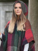 Sarah Hooded One Button Cape - Multi-Mulberry