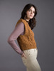 Ladies Cropped V-Neck Aran Sweater Vest - Golden Ochre