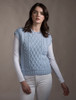 Ladies Cropped Crew Neck Aran Sweater Vest - Ice Blue