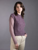 Ladies Cropped Crew Neck Aran Sweater Vest - Warm Lavender