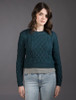 Ladies Cropped Aran Sweater - Atlantic