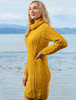 Cable Aran Dress with Cowl Neck - Sunflower Yellow