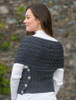 Merino Aran Cable Crossover Wrap with Buttons - Derby Grey