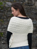 Merino Aran Cable Crossover Wrap with Buttons - White