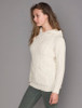 Ladies Aran Kangaroo Hoodie - Natural White