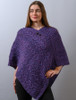 Aran Cable Wool Poncho - Heather