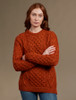 Aran Crew Neck Sweater - Burnt Orange