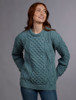 Aran Crew Neck Sweater - Summer Storm