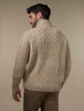 Donegal's Zip Troyer Aran Sweater - Oatmeal