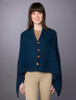 Aran Buttoned Wool Poncho - Atlantic