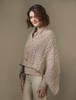 Aran Buttoned Wool Poncho - Wicker