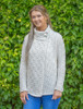 Women's Two Button Aran Cardigan  - Natural White