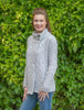 Women's Two Button Aran Cardigan - Silver Marl