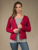 Super Soft V-Neck Button Up Cable Knit Cardigan - Chillipepper