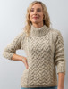 Women's Aran Cable Crew Neck Sweater - Aran Nep