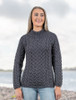 Women's Aran Cable Crew Neck Sweater - Derby