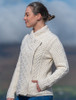 Women's Aran Jacket With Side Zip - Natural White